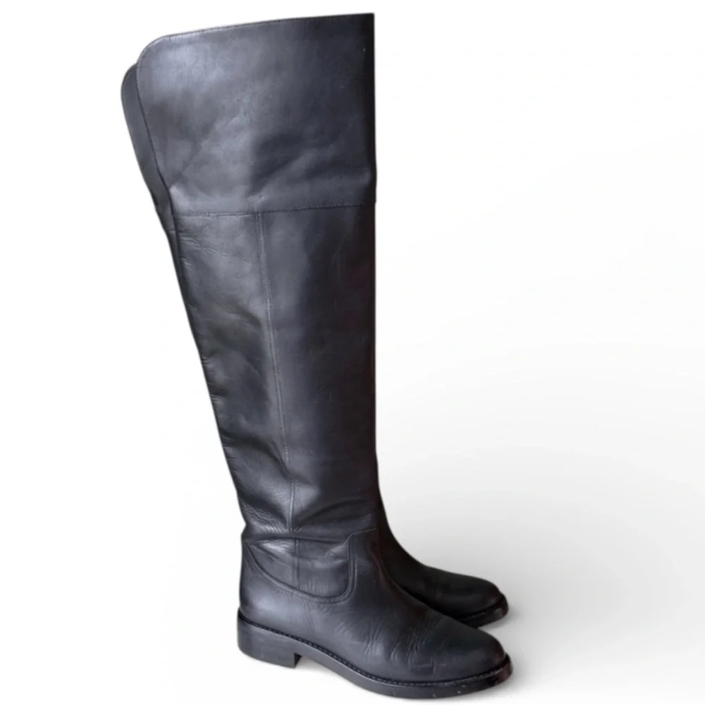 J. Crew Leather Over the Knee Boots Pull On Fold Over Riding Equestrian #BA769 8